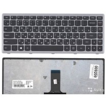 Клавиатура для ноутбука Lenovo Flex 14, черная, с серой рамкой