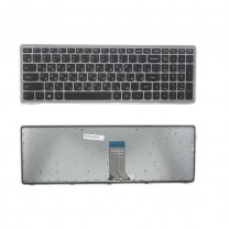 Клавиатура для ноутбука Lenovo IdeaPad U510, черная, с серебристой рамкой, с подсветкой