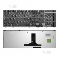 Клавиатура для ноутбука Toshiba Satellite A660, черная, с серой рамкой