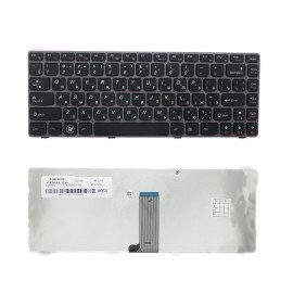 Клавиатура для ноутбука IBM Lenovo Z470, черная, с серебристой рамкой