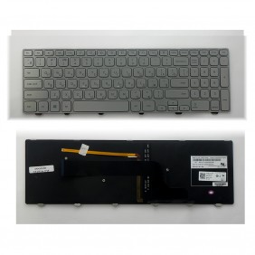 Клавиатура для ноутбука Dell 15-7000, серебристая, с рамкой, с подсветкой