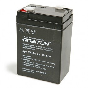 Свинцово-кислотный аккумулятор Robiton VRLA6-4.5, 6 В, 4.5 А∙ч