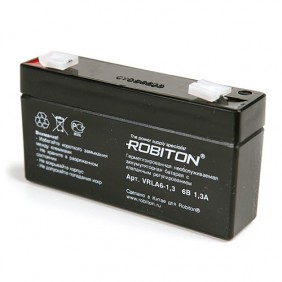 Свинцово-кислотный аккумулятор Robiton VRLA6-1.3, 6 В, 1.3 А∙ч