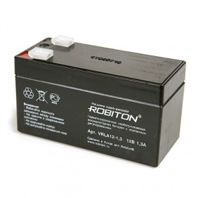 Свинцово-кислотный аккумулятор Robiton VRLA12-1.3, 12 В, 1.3 А∙ч