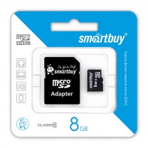 8GB Карта памяти MicroSDHC Smart Buy + SD адаптер class 10