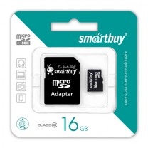 16GB Карта памяти MicroSDHC Smart Buy + SD адаптер class 10