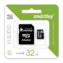 32GB Карта памяти MicroSDHC Smart Buy + SD адаптер class 10